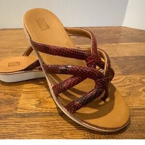 FITFLOP Women’s Barely Dotted Snake Comfort Sandals – Red – Size 7 – NWT